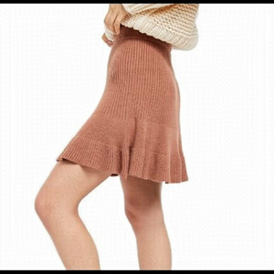 Nwt-Free People Solid Gold Ribbed Mini Skirt